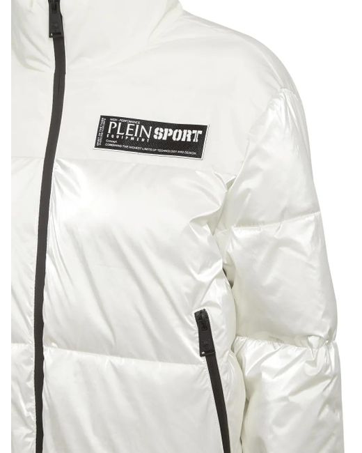 Philipp Plein White Logo-Appliqué Puffer Jacket