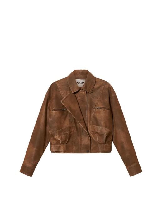 Isabel Marant Brown Veste À Effet Usé Et Empiècements
