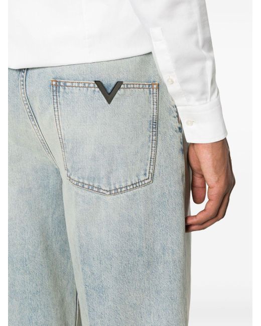 Valentino Garavani Wide-Leg-Jeans mit Logo-Schild in Blue für Herren