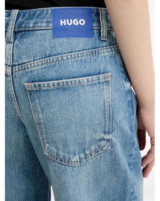 HUGO ロゴ ワイドジーンズ Blue