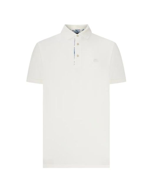 Etro White Printed-Detail Cotton Polo Shirt for men