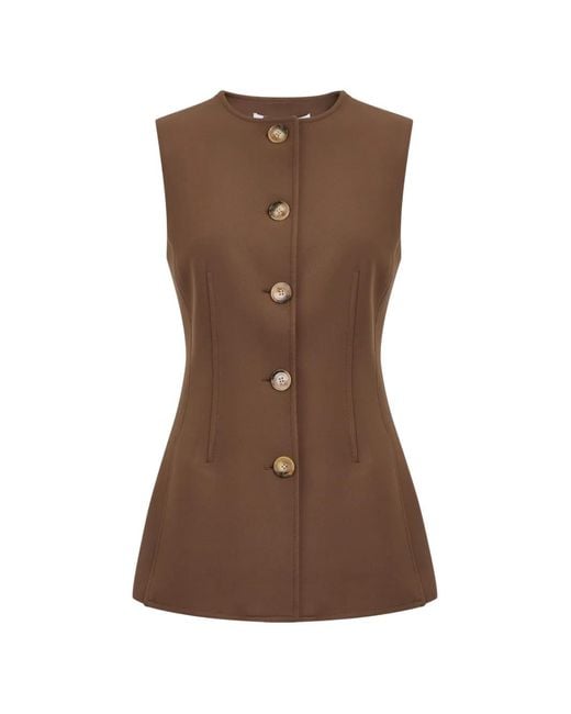 Veronica Beard Brown Jessup Buttoned Waistcoat