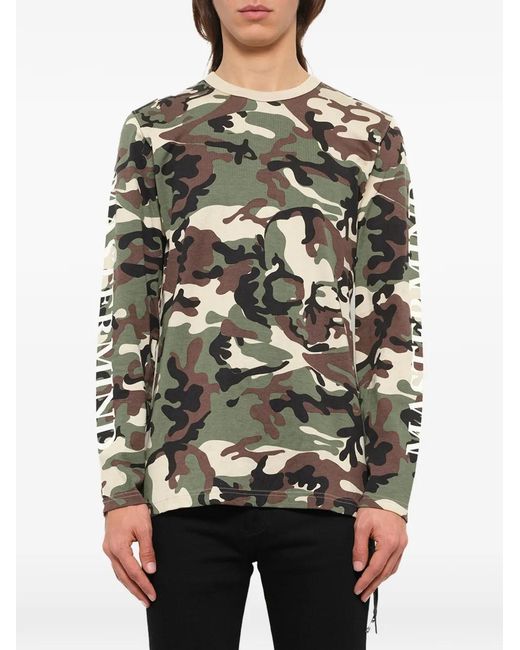 Mastermind Japan Gray Camouflage-Print Long-Sleeve T-Shirt for men