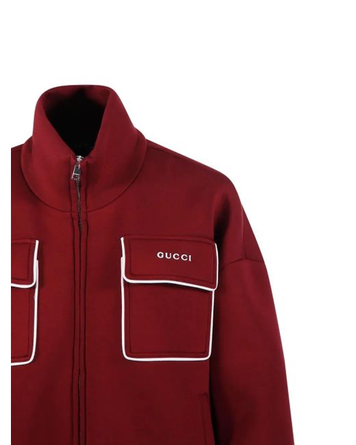 Gucci Jack Met Opgestikte Zak En Rits in het Red