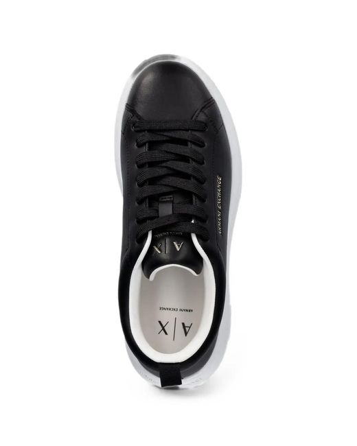 ARMANI EXCHANGE Black Logo-Print Platform Sneakers