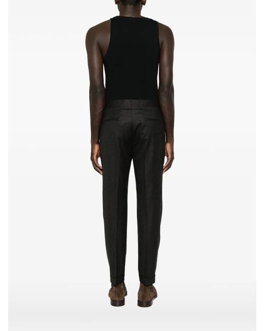 Barba Napoli Black Wool Trousers for men