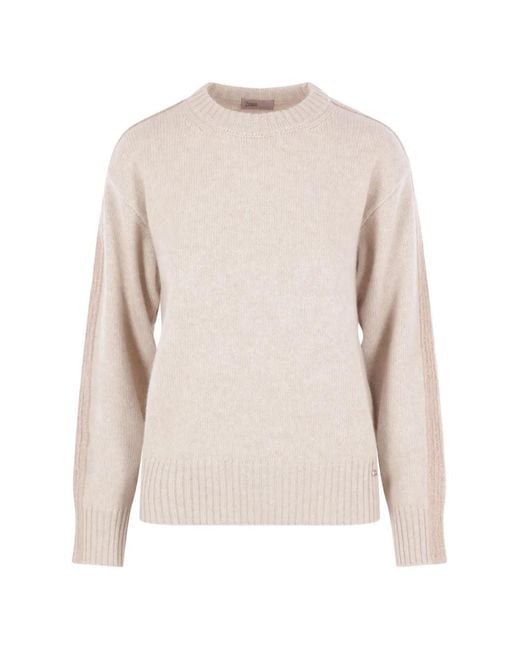 Herno Natural Pullover Mit Geripptem Saum