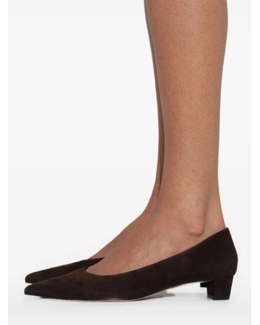 Aeyde White Judi Pointed-Toe Suede Pumps