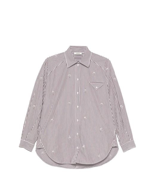 Sandro Gray Brendana Striped Crystal-Embellished Shirt