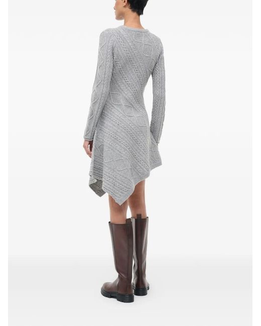 STAUD Eva Sweater Cable-Knit Mini Dress in Gray | Lyst