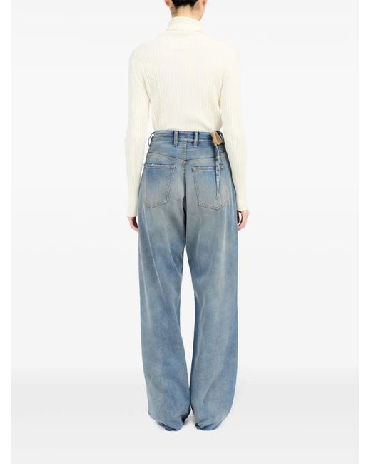 MM6 by Maison Margiela Blue Wide-Leg Denim Cotton Jeans
