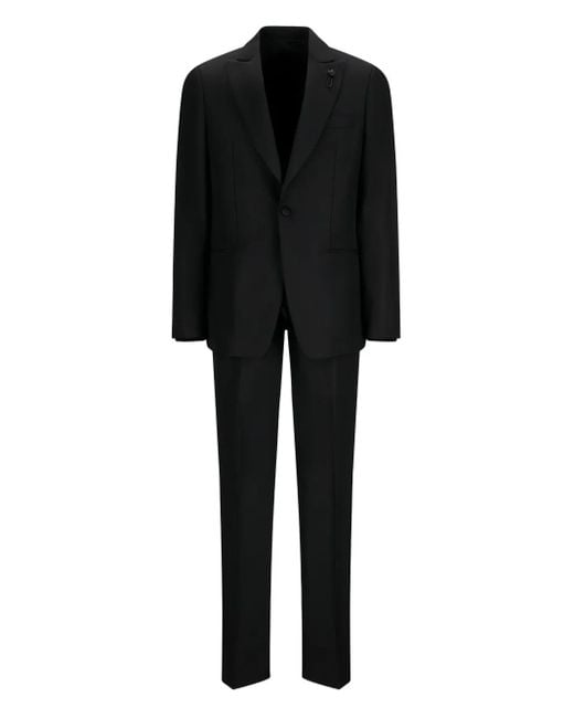Lardini Black Cotton Single-Button Suit for men