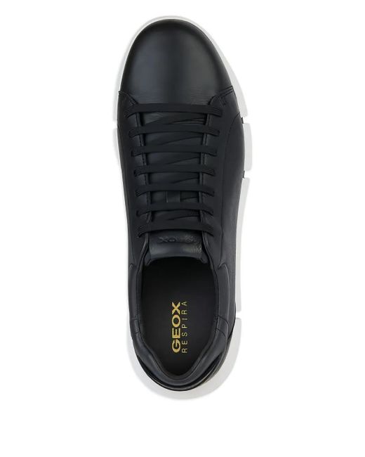 Geox Black Adacter Leather Lace-Up Sneakers for men