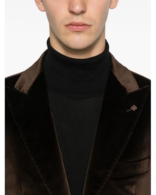Tagliatore Black Notch-Lapel Pocket Blazer for men