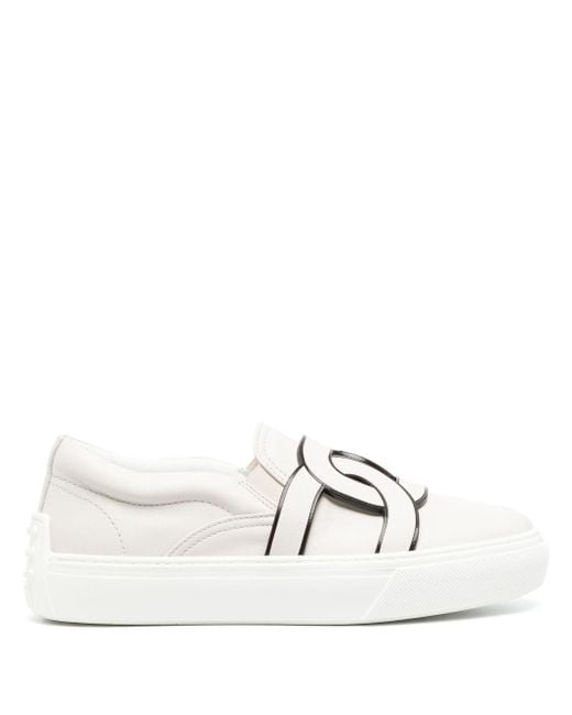 Tod's Kate Slip-on Leather Sneakers in White | Lyst