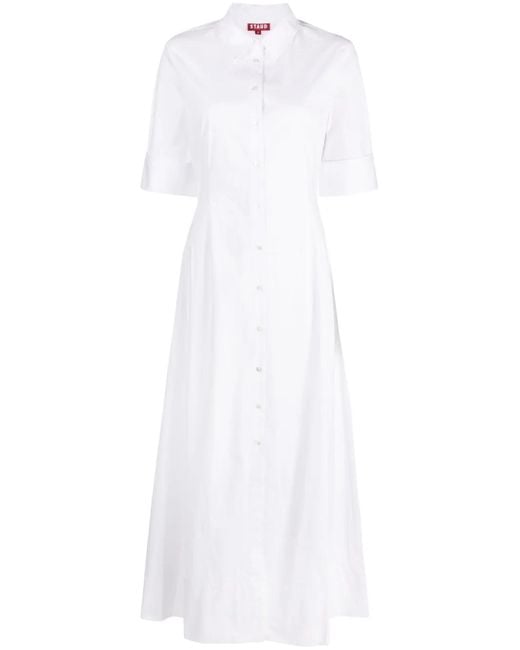 Staud Joan Button-Down Blousejurk in het White
