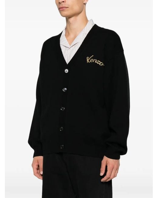 KENZO Black Beaded Tiger-Motif Cardigan for men