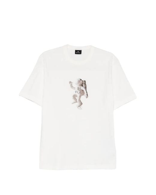 Paul Smith White Astronaut-Print T-Shirt for men