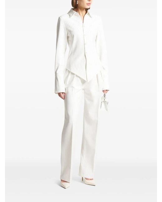 Manière De Voir White Julie Pinstripe Twin-Pleat Tailored Trousers