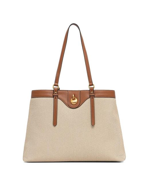 Pollini Natural Logo-Plaque Canvas Tote Bag