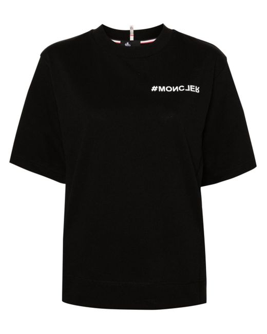 3 MONCLER GRENOBLE Black T-Shirt mit Logo-Applikation