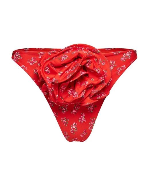 Magda Butrym Red Floral-Print Bikini Bottoms
