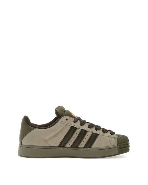 Adidas Green Superstar Three-Stripe Sneakers