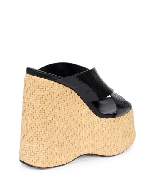Paris Texas Black Mara Crocodile-Effect Wedge Sandals