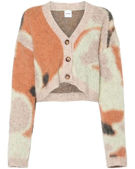 Nanushka Natural Regular Fit Buttoned Cropped Cardigan