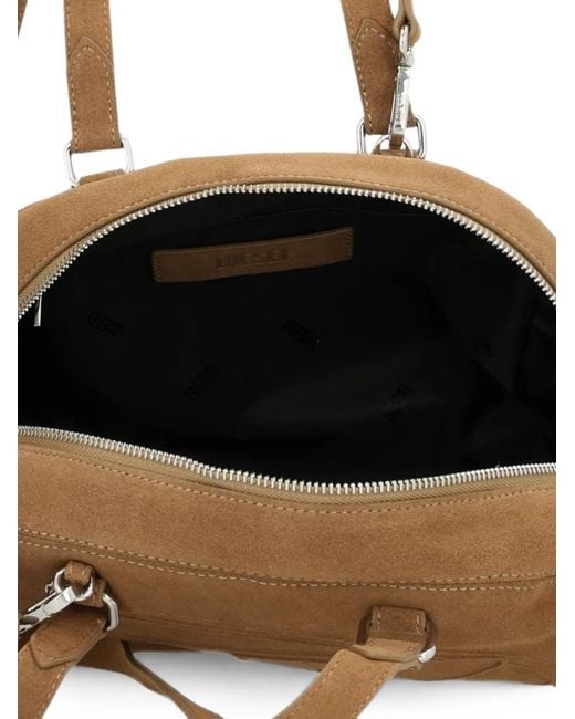 DIESEL Natural 1Dr Dome-Suede Shoulder Bag With Oval D Logo