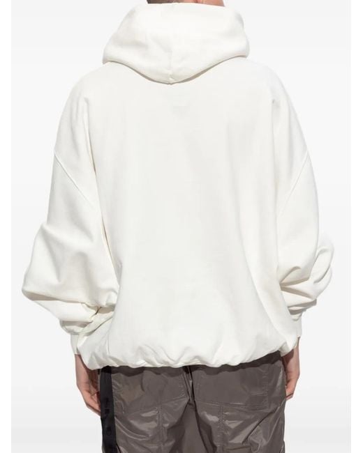 Rick Owens White Hun Drawstring Hoodie