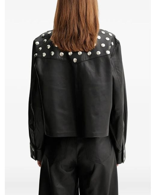 Gestuz Black Studded-Embellished Cropped Jacket