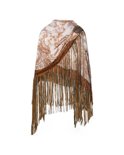 Pierre Louis Mascia White Aloeuw Floral-Print Fringed Scarf