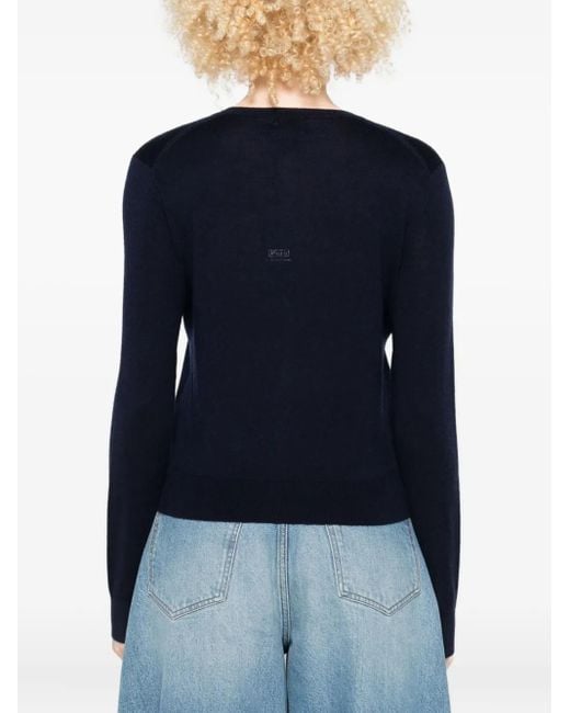 Polo Ralph Lauren Button-front Embroidered-logo Cardigan Blue