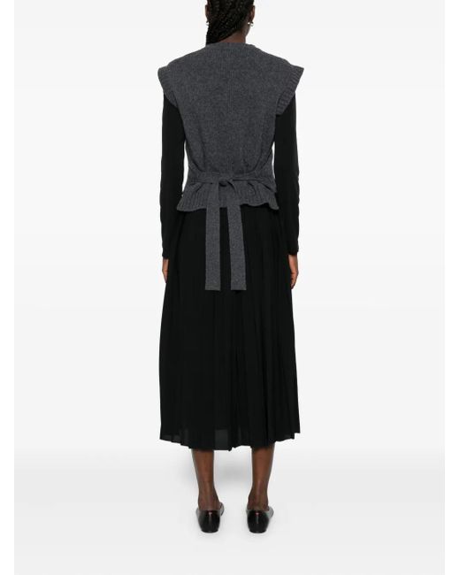 Weekend by Maxmara Kabelgebreide Geplooide Midi-Jurk in het Black