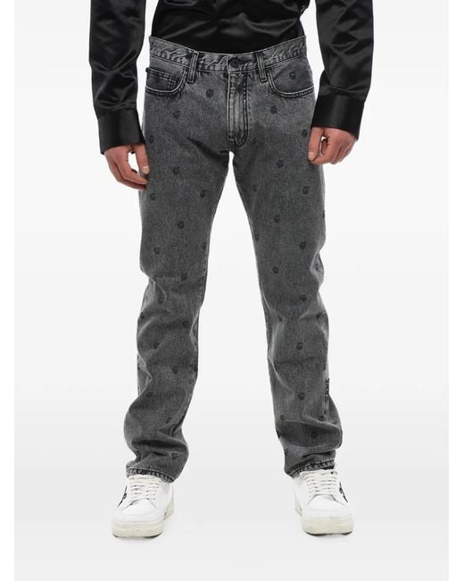 Off-White c/o Virgil Abloh Black Apple-Pattern Slim-Fit Jeans for men