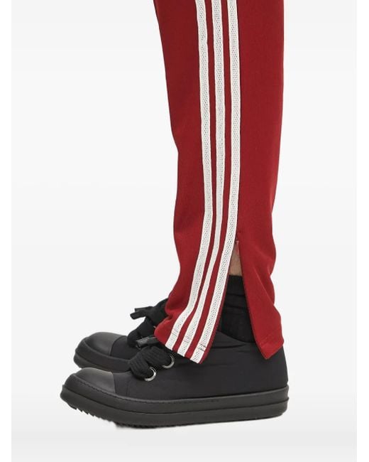 Adidas Red Embellished Striped Track Pants for men