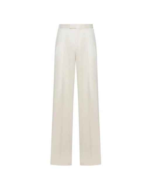 Tom Ford White Double-Pleat Silk Trousers for men