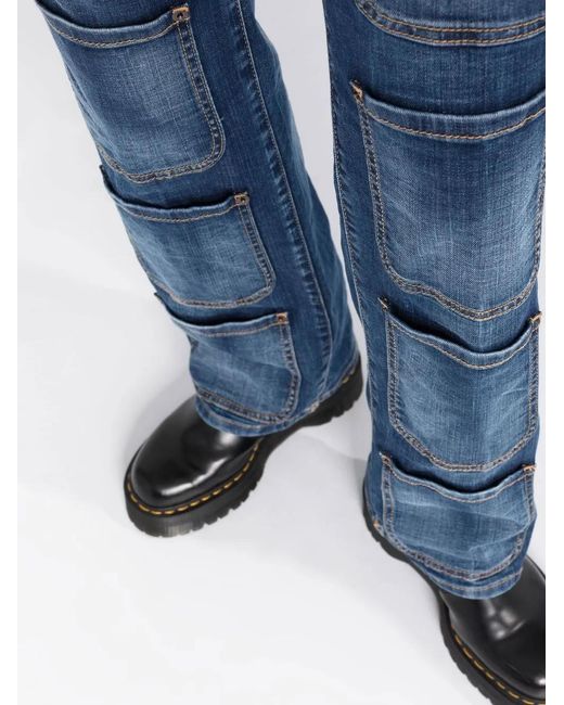 DSquared² Blue Multi-pocket High-waisted Jeans