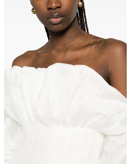 Aje. White Maxima Puffed Sleeve Mini Dress