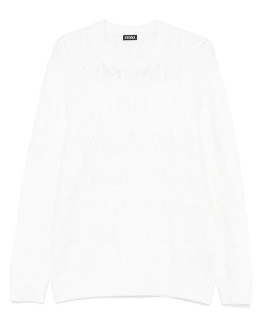 Zegna White Cable-Knit Sweater for men