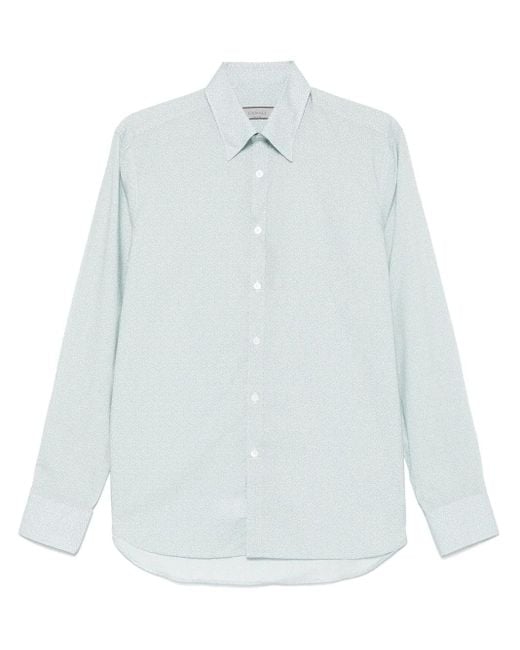 Canali Blue Leaf-Print Shirt for men