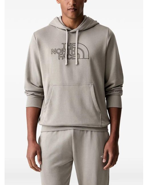 The North Face Gray Drew Peak Light Logo-Embroidered Drawstring Hoodie for men