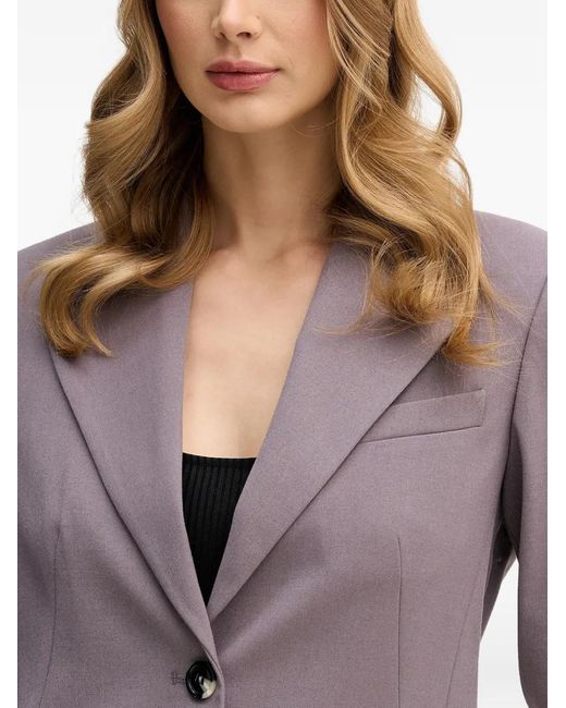 Sisley Purple Buttoned V-Neck Blazer