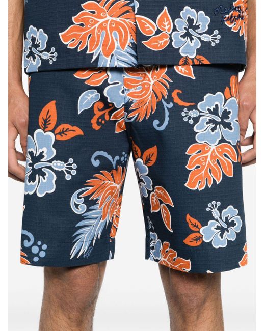 Maison Kitsuné Ripstop-Shorts mit Blumen-Print in Blue für Herren