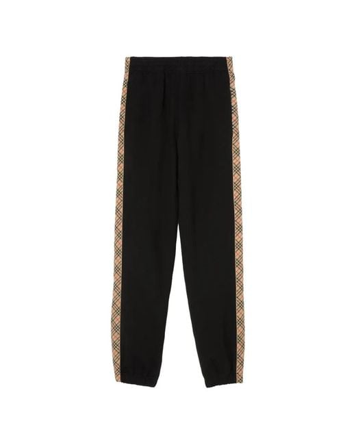 Burberry Black Check-Trim Cotton Jogging Pants for men