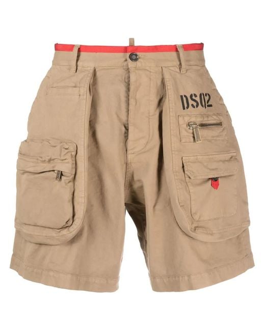 DSquared² Natural Multiple-Pockets Cargo Shorts for men