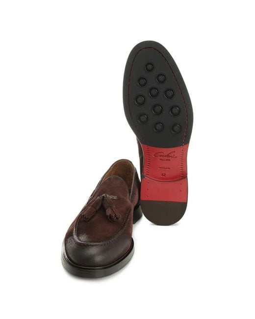 Corvari Brown Tassel Suede Loafers for men