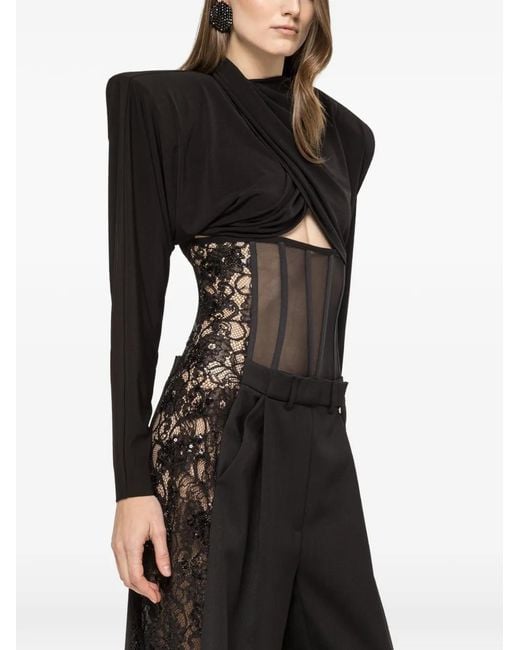 Nissa Black Draped Crop Top