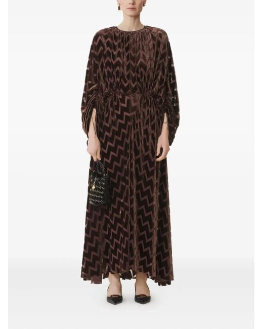 Lanvin Brown Chevron-Pattern Maxi Dress